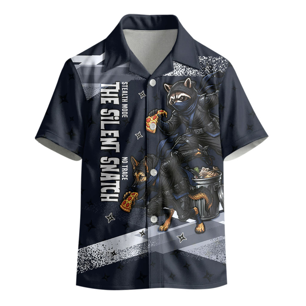 Ninja Raccoon Quasimodo Pizza Heist Kid Hawaiian Shirt Night Stealth Scene Detailed Pizza Slices