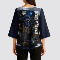 Ninja Raccoon Quasimodo Pizza Heist Kimono Sleeve Blouse Night Stealth Scene Detailed Pizza Slices