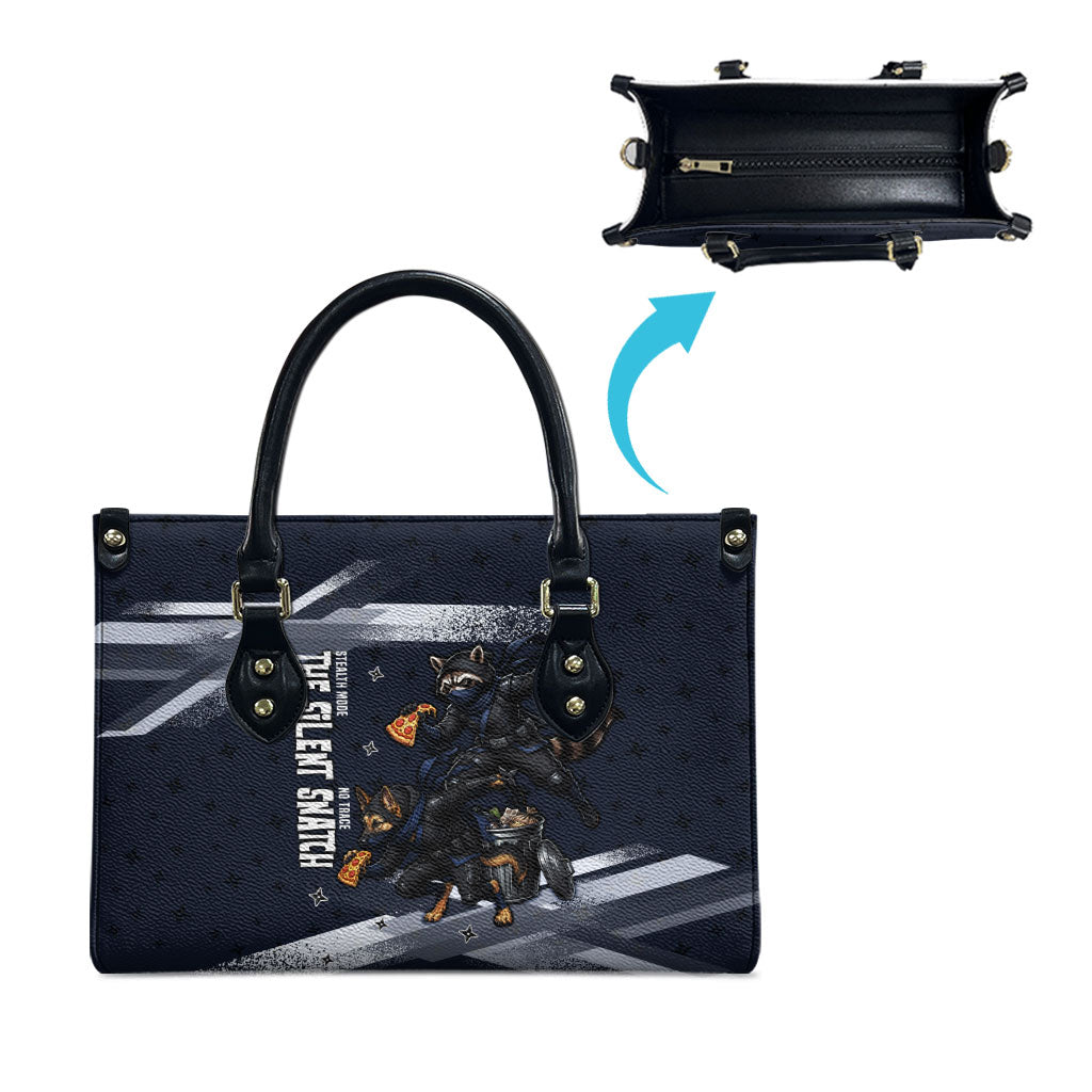 Ninja Raccoon Quasimodo Pizza Heist Leather Bag Night Stealth Scene Detailed Pizza Slices