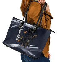 Ninja Raccoon Quasimodo Pizza Heist Leather Tote Bag Night Stealth Scene Detailed Pizza Slices