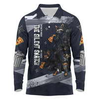 Ninja Raccoon Quasimodo Pizza Heist Long Sleeve Polo Shirt Night Stealth Scene Detailed Pizza Slices