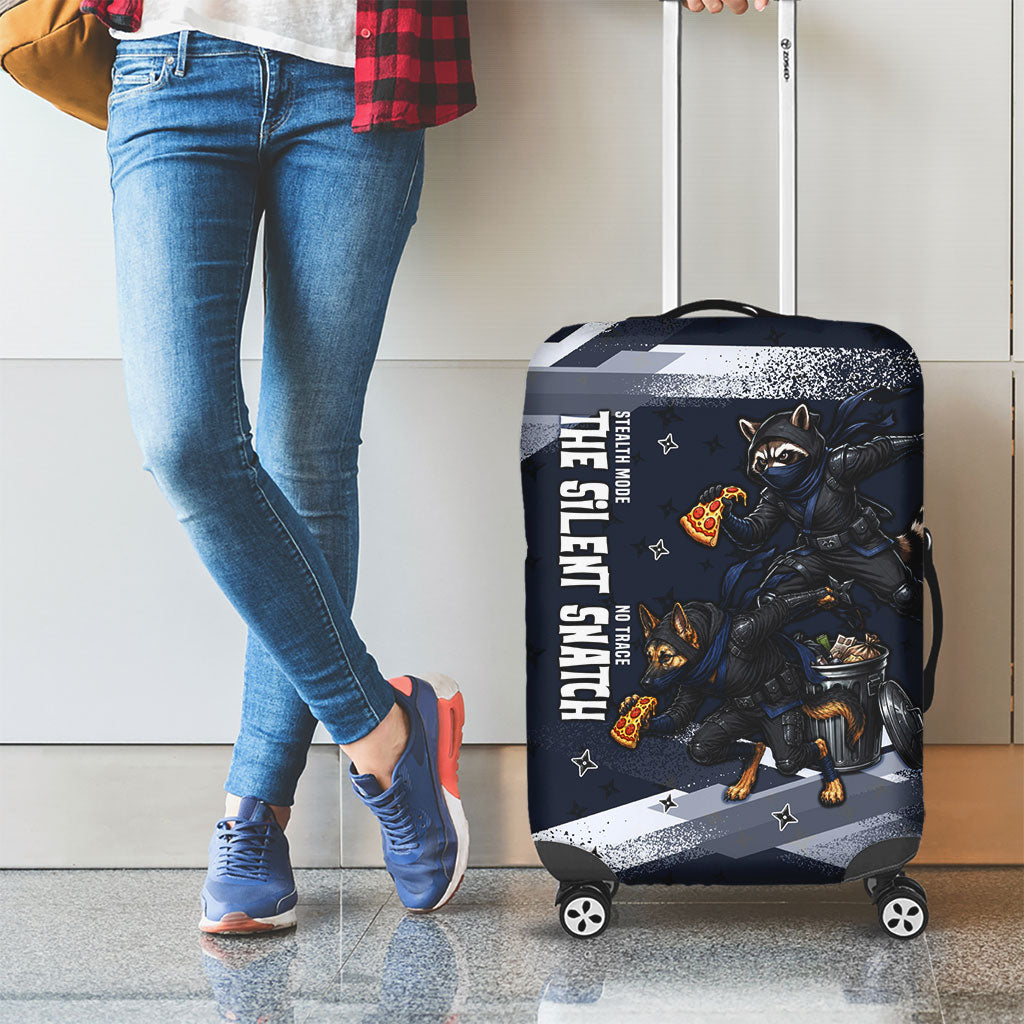 Ninja Raccoon Quasimodo Pizza Heist Luggage Cover Night Stealth Scene Detailed Pizza Slices