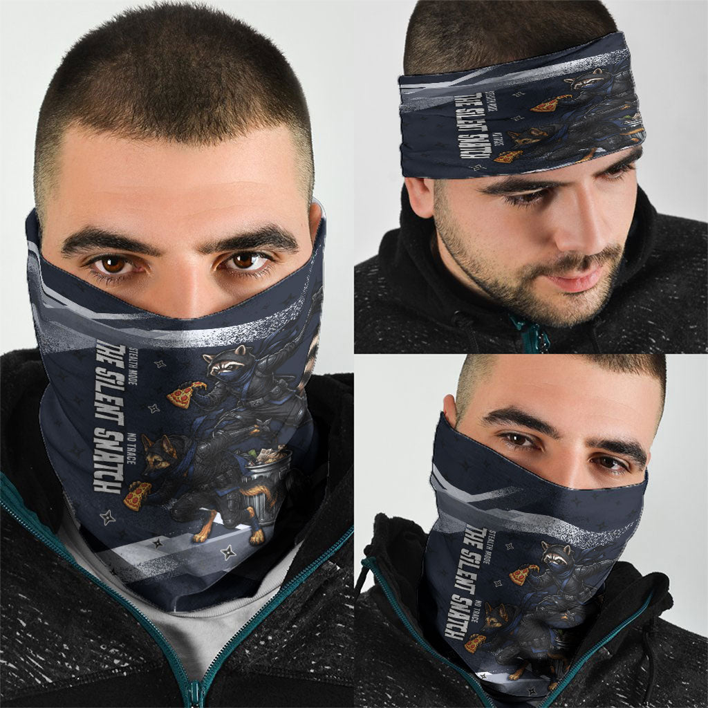 Ninja Raccoon Quasimodo Pizza Heist Neck Gaiter Night Stealth Scene Detailed Pizza Slices