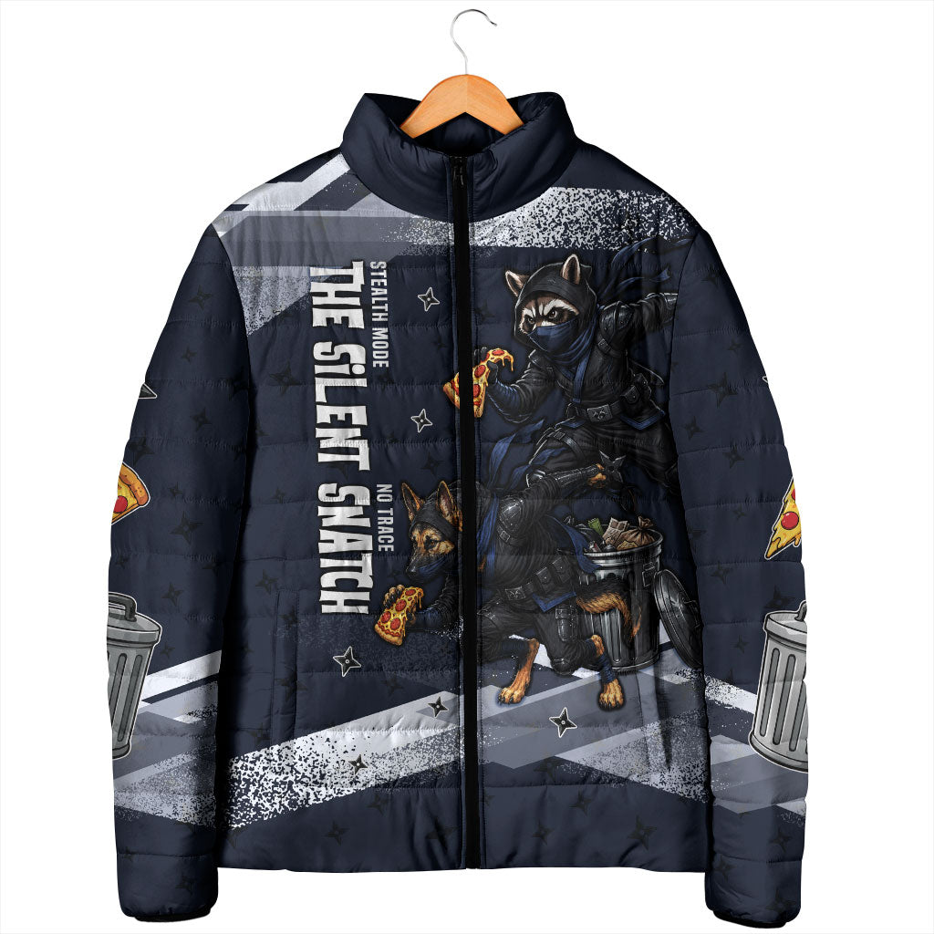 Ninja Raccoon Quasimodo Pizza Heist Padded Jacket Night Stealth Scene Detailed Pizza Slices