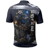 Ninja Raccoon Quasimodo Pizza Heist Polo Shirt Night Stealth Scene Detailed Pizza Slices