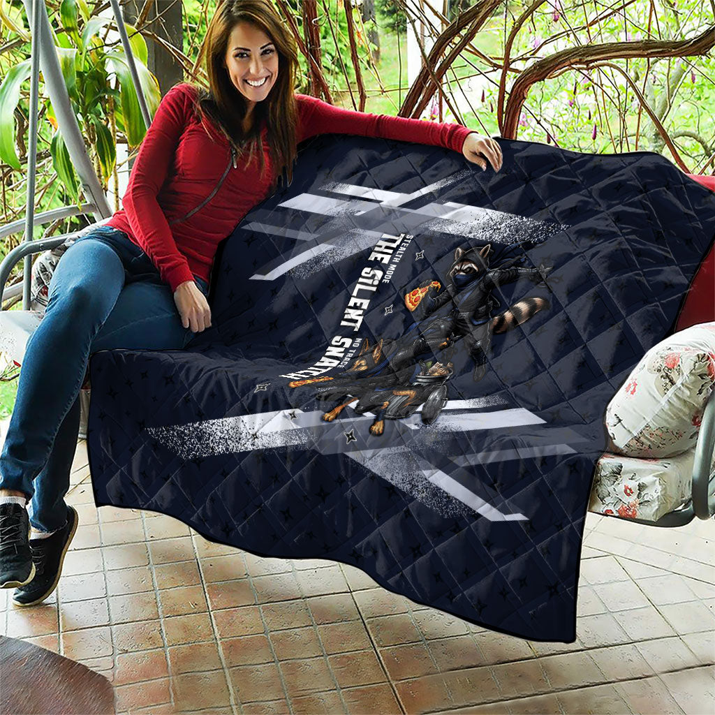Ninja Raccoon Quasimodo Pizza Heist Quilt Night Stealth Scene Detailed Pizza Slices