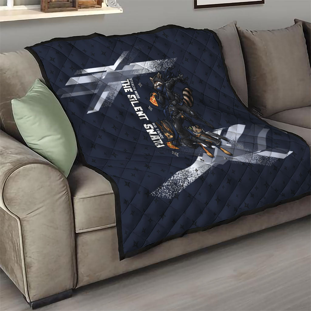 Ninja Raccoon Quasimodo Pizza Heist Quilt Night Stealth Scene Detailed Pizza Slices