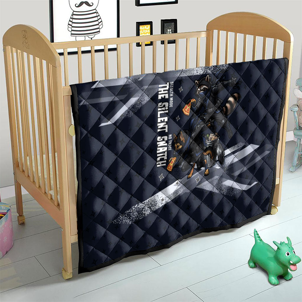 Ninja Raccoon Quasimodo Pizza Heist Quilt Night Stealth Scene Detailed Pizza Slices