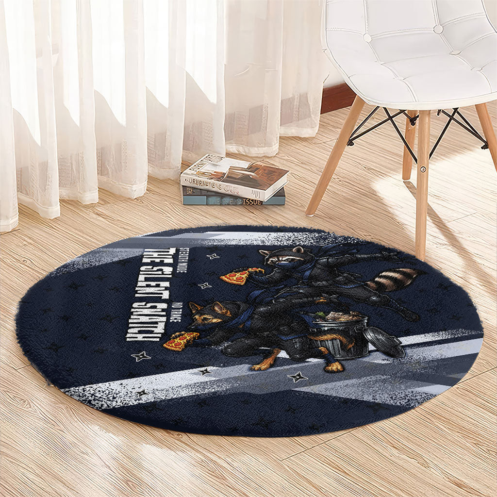 Ninja Raccoon Quasimodo Pizza Heist Round Carpet Night Stealth Scene Detailed Pizza Slices