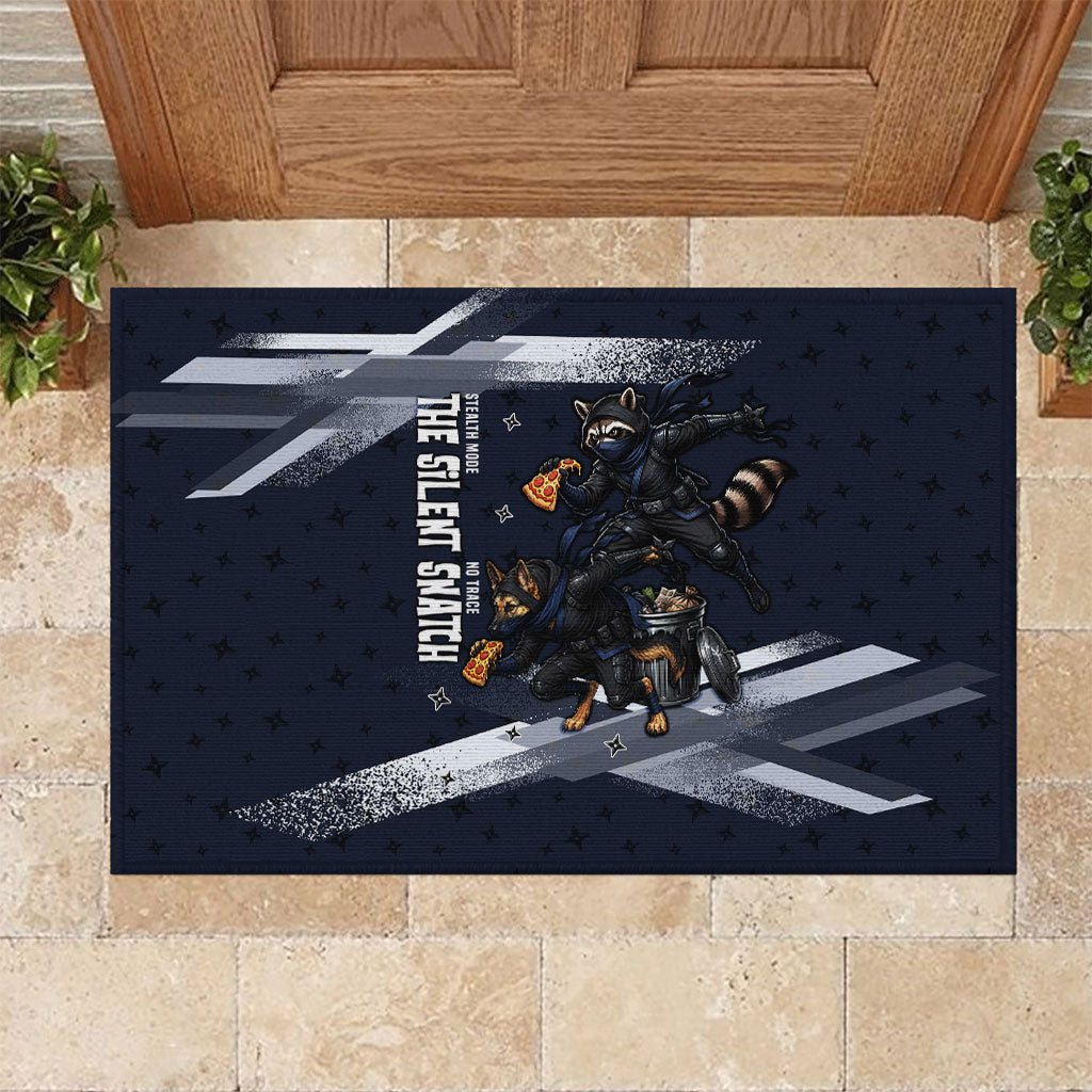 Ninja Raccoon Quasimodo Pizza Heist Rubber Doormat Night Stealth Scene Detailed Pizza Slices