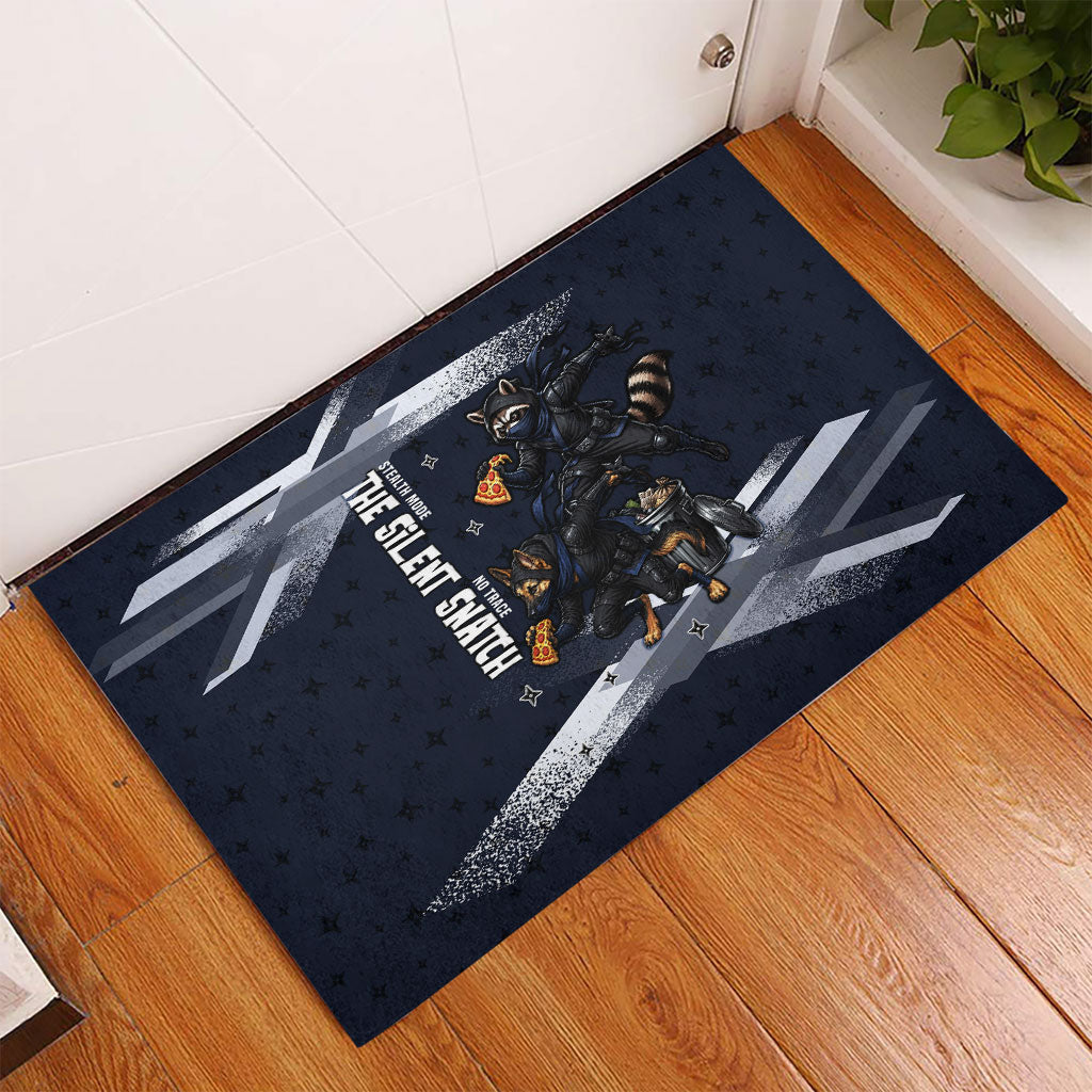 Ninja Raccoon Quasimodo Pizza Heist Rubber Doormat Night Stealth Scene Detailed Pizza Slices