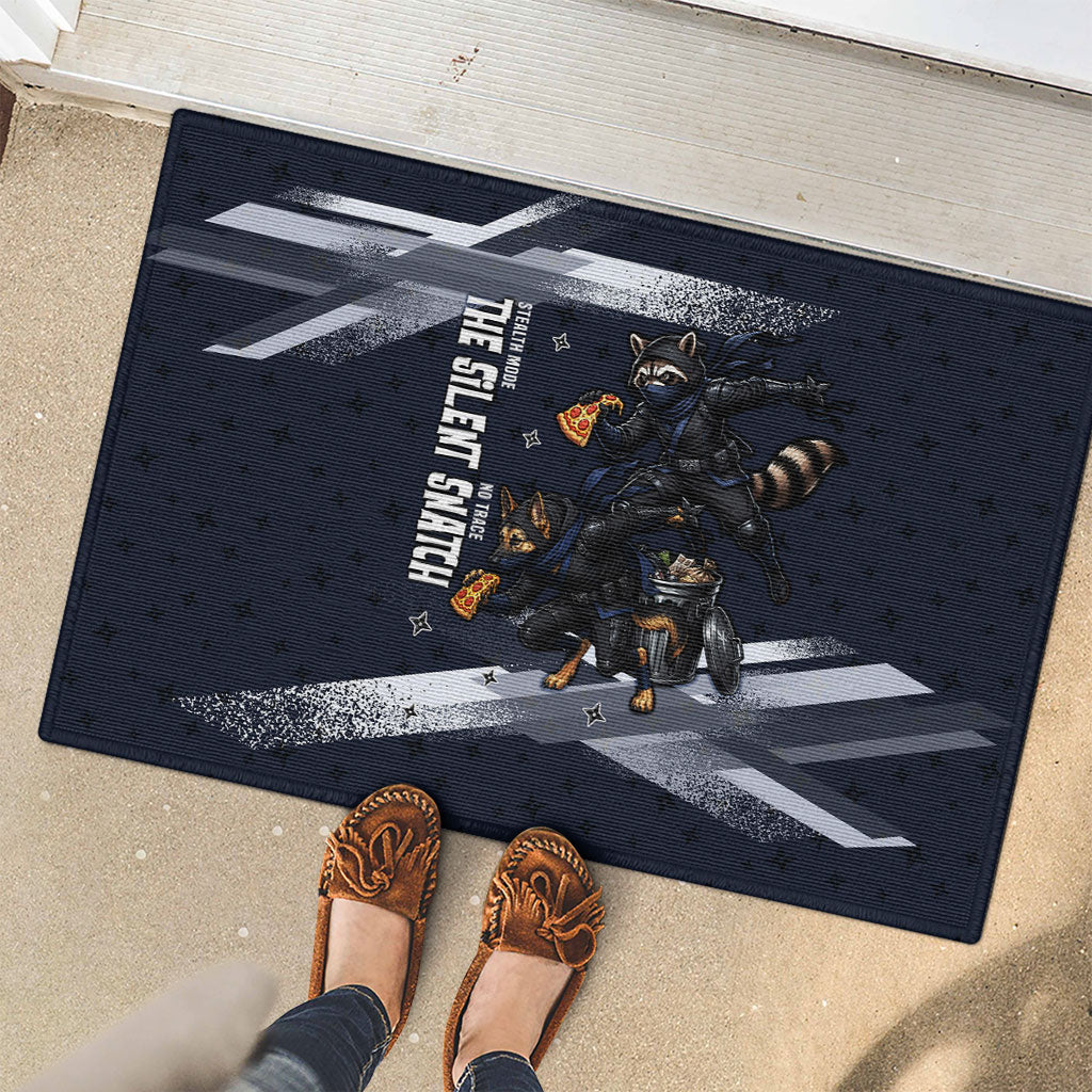 Ninja Raccoon Quasimodo Pizza Heist Rubber Doormat Night Stealth Scene Detailed Pizza Slices