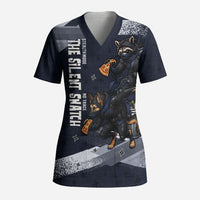 Ninja Raccoon Quasimodo Pizza Heist Scrub Top Night Stealth Scene Detailed Pizza Slices