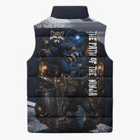 Ninja Raccoon Quasimodo Pizza Heist Sleeveless Puffer Jacket Night Stealth Scene Detailed Pizza Slices