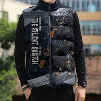 Ninja Raccoon Quasimodo Pizza Heist Sleeveless Puffer Jacket Night Stealth Scene Detailed Pizza Slices