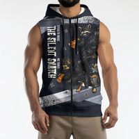 Ninja Raccoon Quasimodo Pizza Heist Sleeveless Zip Hoodie Night Stealth Scene Detailed Pizza Slices
