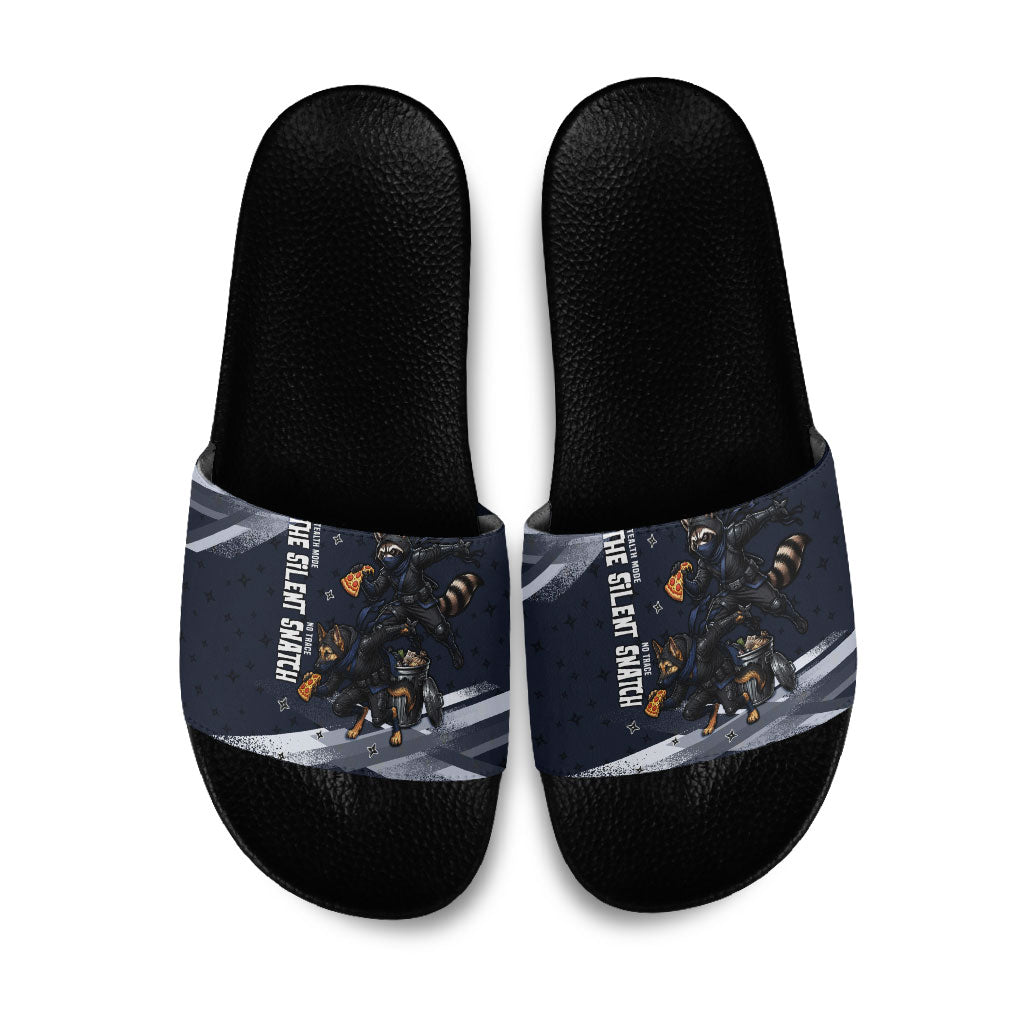 Ninja Raccoon Quasimodo Pizza Heist Slide Sandals Night Stealth Scene Detailed Pizza Slices