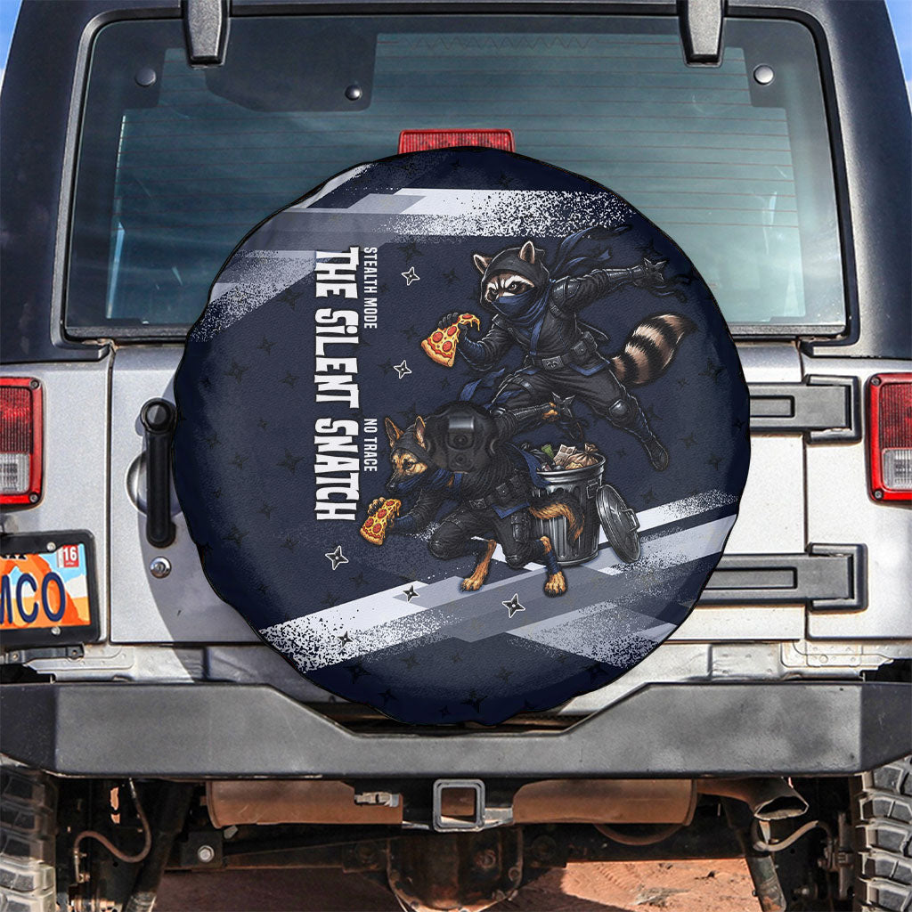 Ninja Raccoon Quasimodo Pizza Heist Spare Tire Cover Night Stealth Scene Detailed Pizza Slices