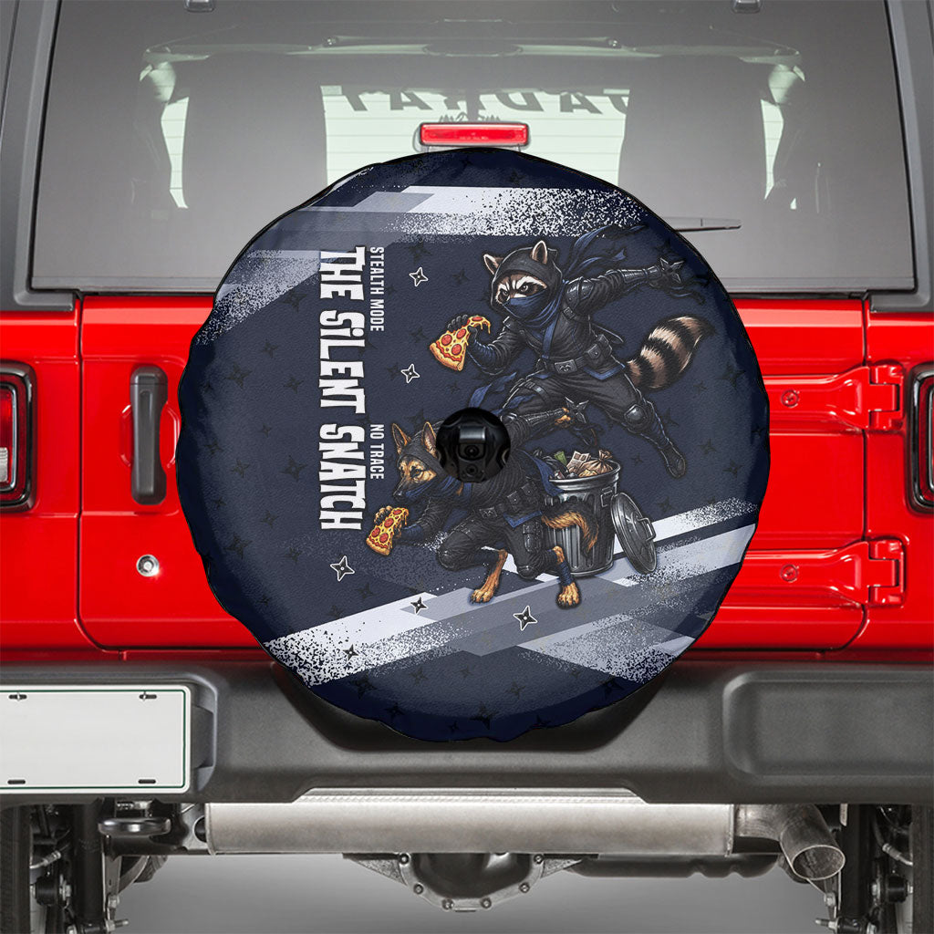 Ninja Raccoon Quasimodo Pizza Heist Spare Tire Cover Night Stealth Scene Detailed Pizza Slices