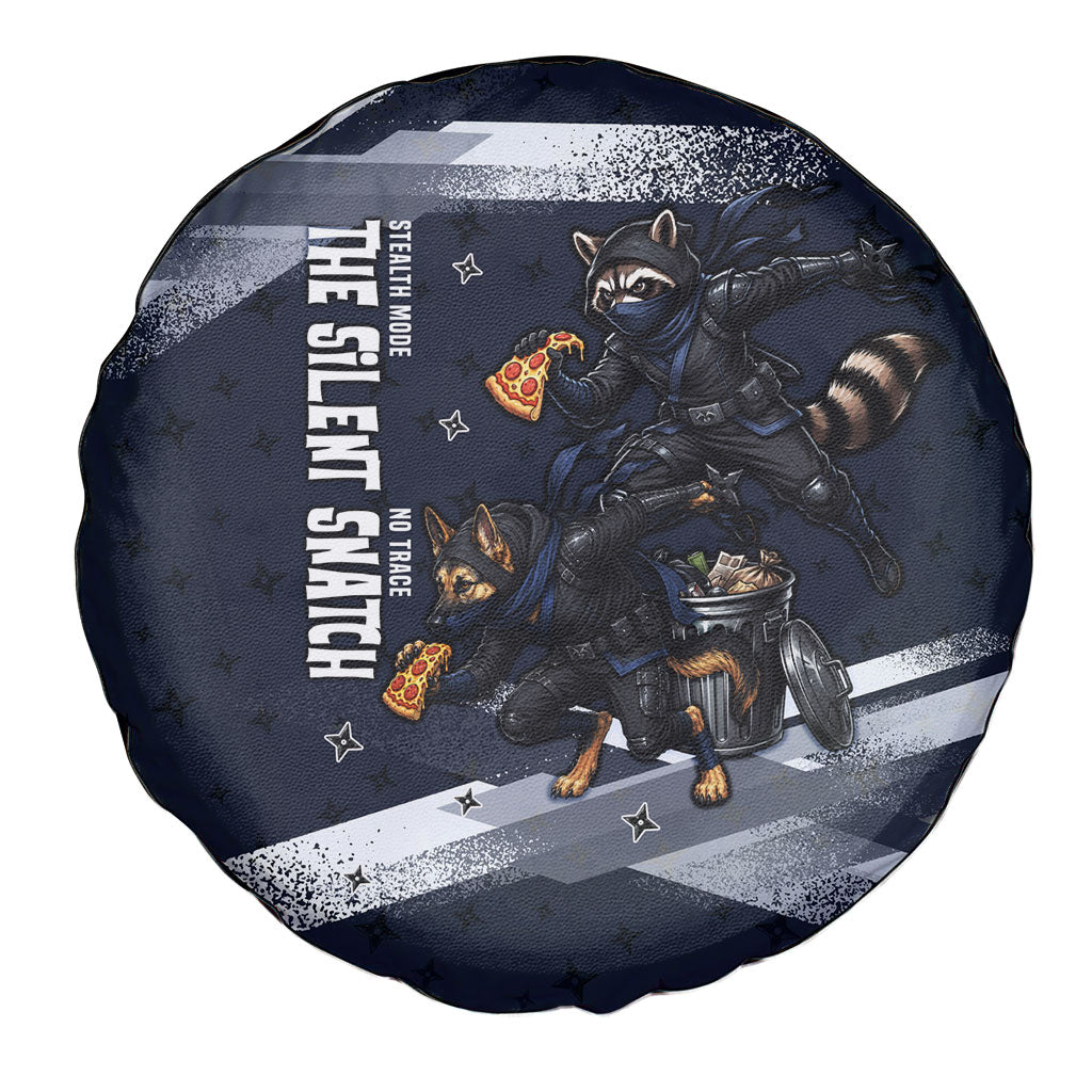 Ninja Raccoon Quasimodo Pizza Heist Spare Tire Cover Night Stealth Scene Detailed Pizza Slices