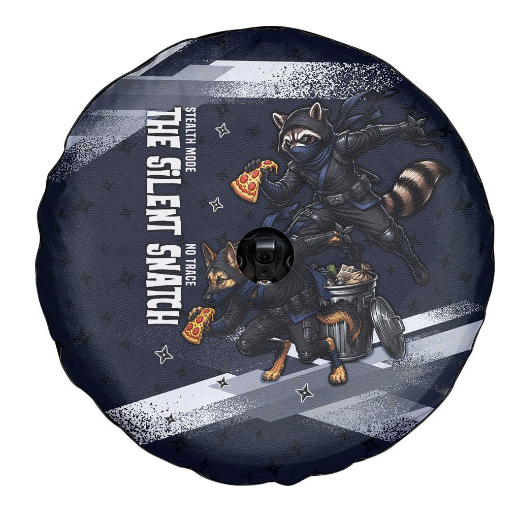 Ninja Raccoon Quasimodo Pizza Heist Spare Tire Cover Night Stealth Scene Detailed Pizza Slices