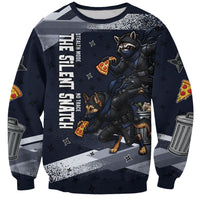 Ninja Raccoon Quasimodo Pizza Heist Sweatshirt Night Stealth Scene Detailed Pizza Slices