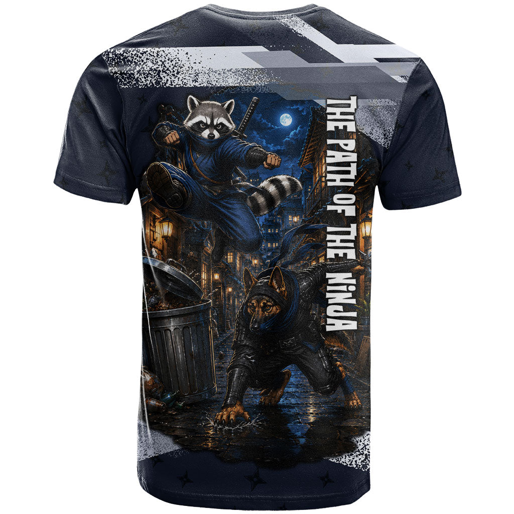 Ninja Raccoon Quasimodo Pizza Heist T Shirt Night Stealth Scene Detailed Pizza Slices