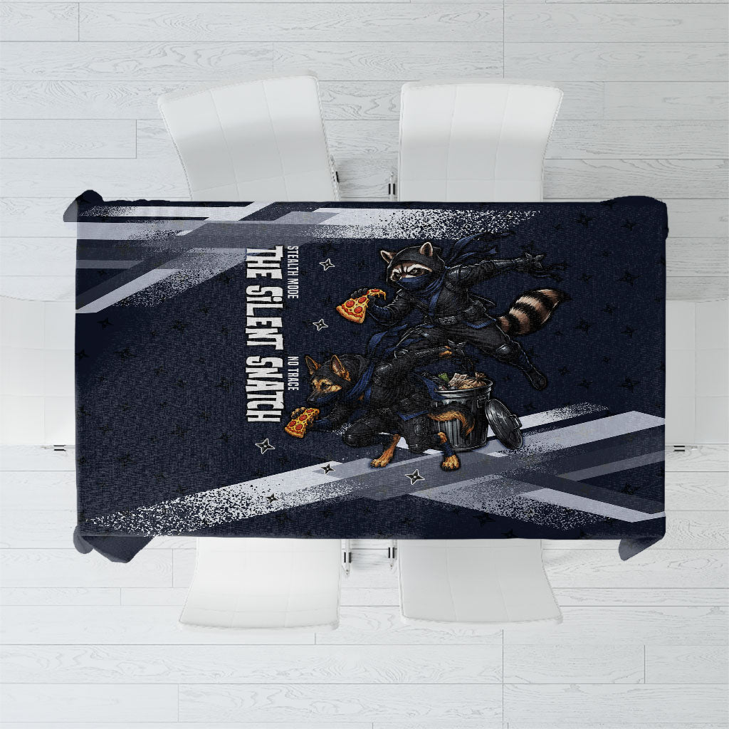 Ninja Raccoon Quasimodo Pizza Heist Tablecloth Night Stealth Scene Detailed Pizza Slices