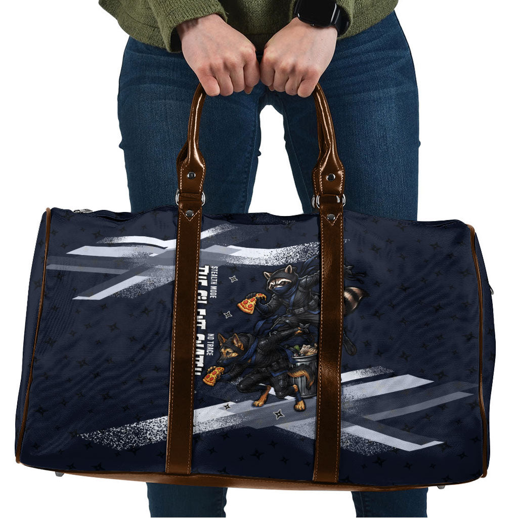 Ninja Raccoon Quasimodo Pizza Heist Travel Bag Night Stealth Scene Detailed Pizza Slices