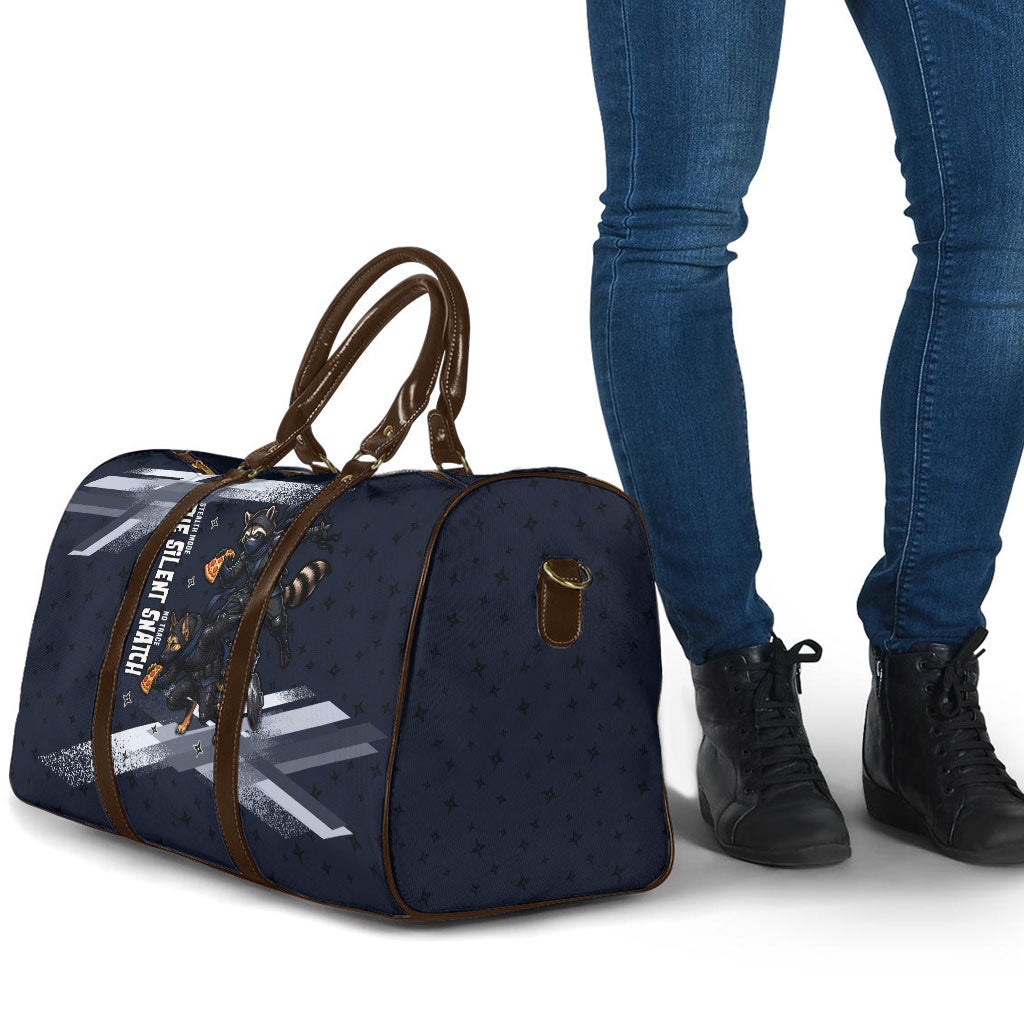 Ninja Raccoon Quasimodo Pizza Heist Travel Bag Night Stealth Scene Detailed Pizza Slices