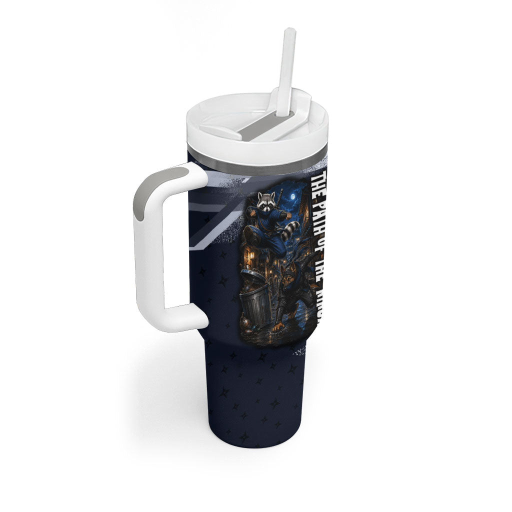 Ninja Raccoon Quasimodo Pizza Heist Tumbler With Handle Night Stealth Scene Detailed Pizza Slices