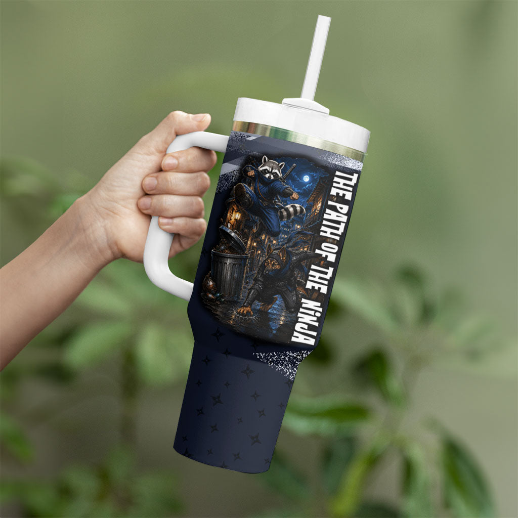 Ninja Raccoon Quasimodo Pizza Heist Tumbler With Handle Night Stealth Scene Detailed Pizza Slices