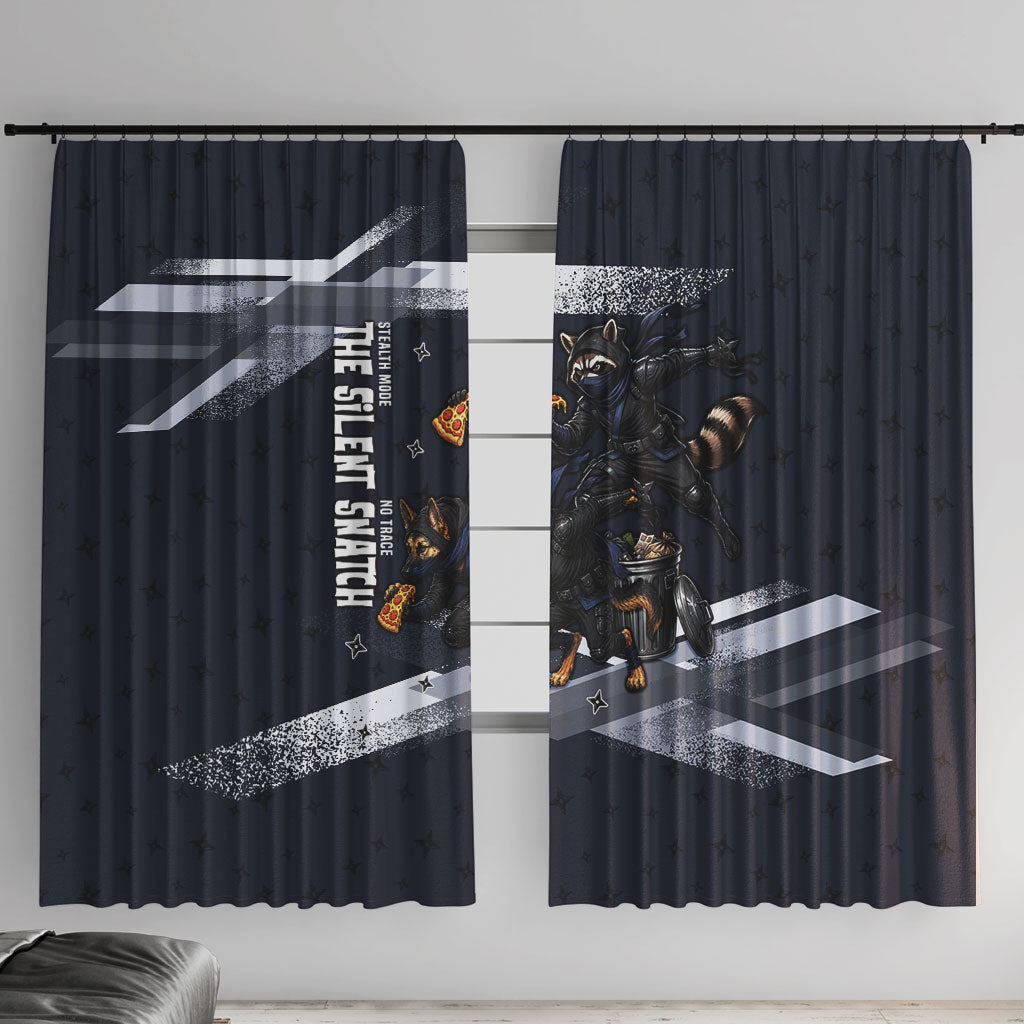 Ninja Raccoon Quasimodo Pizza Heist Window Curtain Night Stealth Scene Detailed Pizza Slices