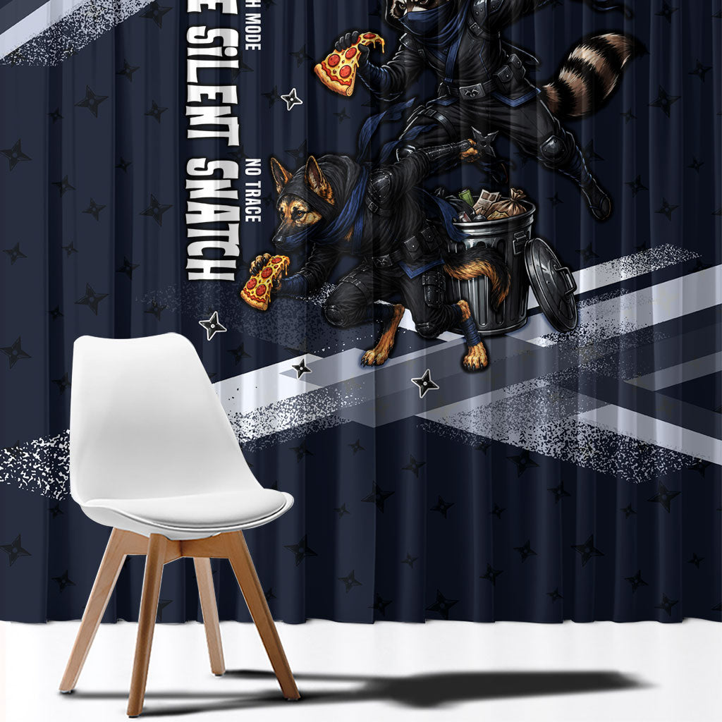 Ninja Raccoon Quasimodo Pizza Heist Window Curtain Night Stealth Scene Detailed Pizza Slices