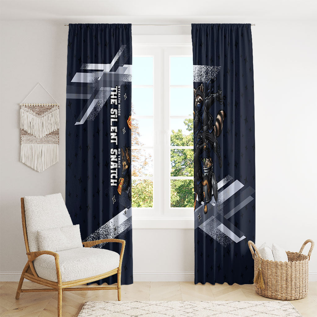 Ninja Raccoon Quasimodo Pizza Heist Window Curtain Night Stealth Scene Detailed Pizza Slices