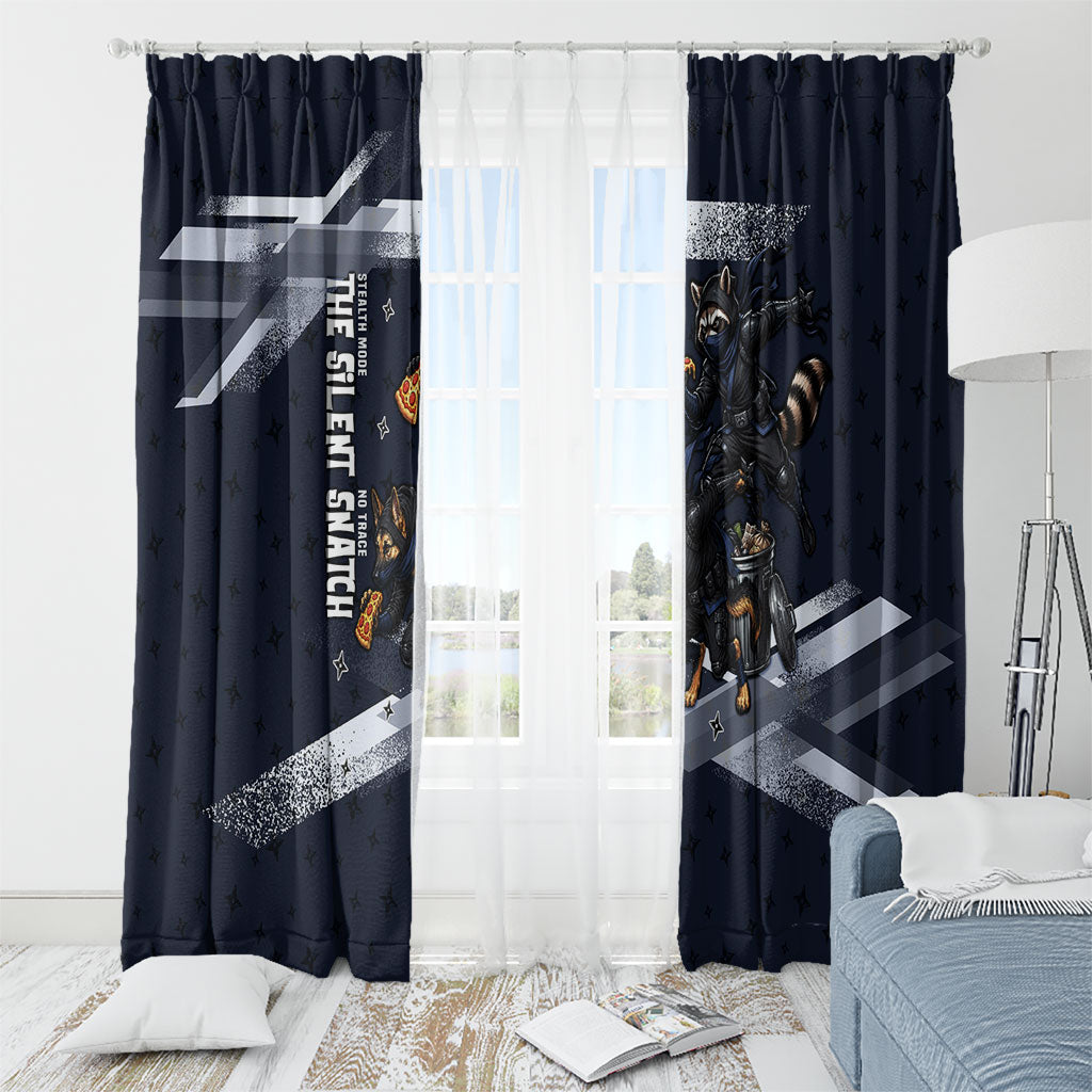 Ninja Raccoon Quasimodo Pizza Heist Window Curtain Night Stealth Scene Detailed Pizza Slices