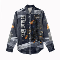 Ninja Raccoon Quasimodo Pizza Heist Women Casual Shirt Night Stealth Scene Detailed Pizza Slices