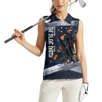 Ninja Raccoon Quasimodo Pizza Heist Women Sleeveless Polo Shirt Night Stealth Scene Detailed Pizza Slices