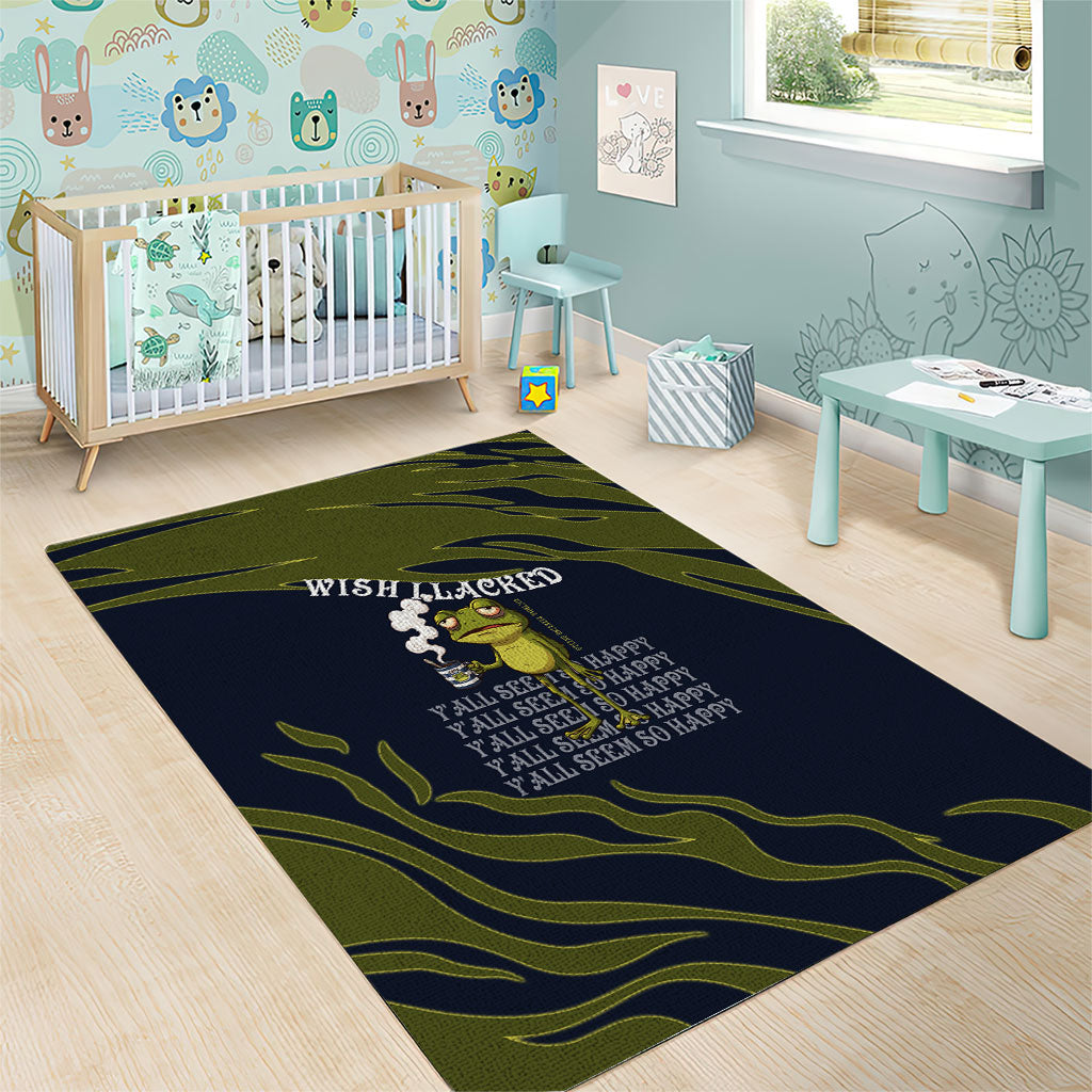 Wish I Lacked Critical Thinking Skills Y'all Seem So Happy Frog Area Rug Funny Overthinking Meme