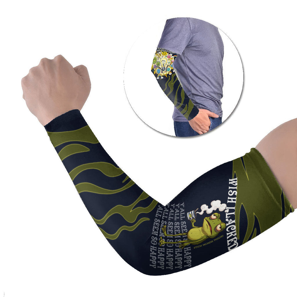 Wish I Lacked Critical Thinking Skills Y'all Seem So Happy Frog Arm Sleeves Funny Overthinking Meme