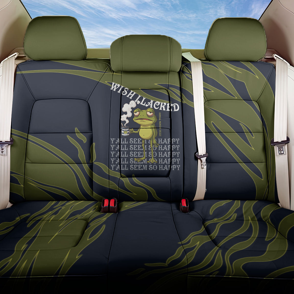 Wish I Lacked Critical Thinking Skills Y'all Seem So Happy Frog Back Car Seat Cover Funny Overthinking Meme