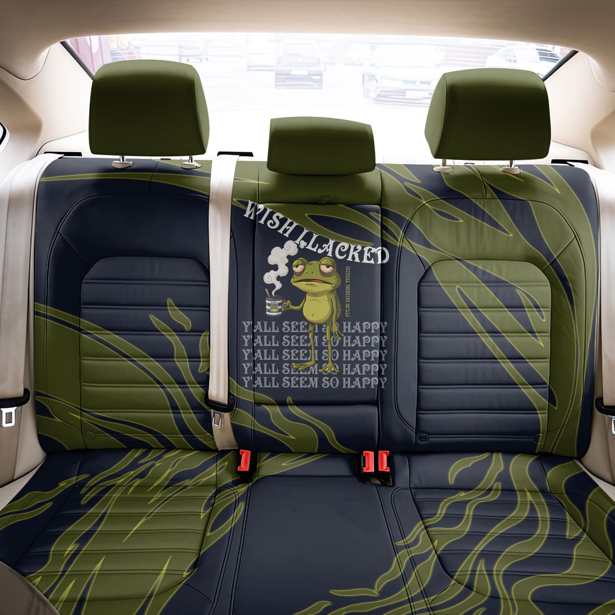 Wish I Lacked Critical Thinking Skills Y'all Seem So Happy Frog Back Car Seat Cover Funny Overthinking Meme
