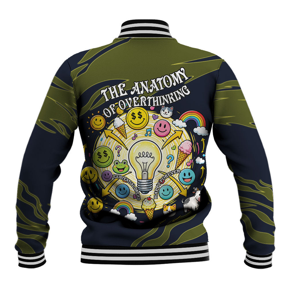 Wish I Lacked Critical Thinking Skills Y'all Seem So Happy Frog Baseball Jacket Funny Overthinking Meme