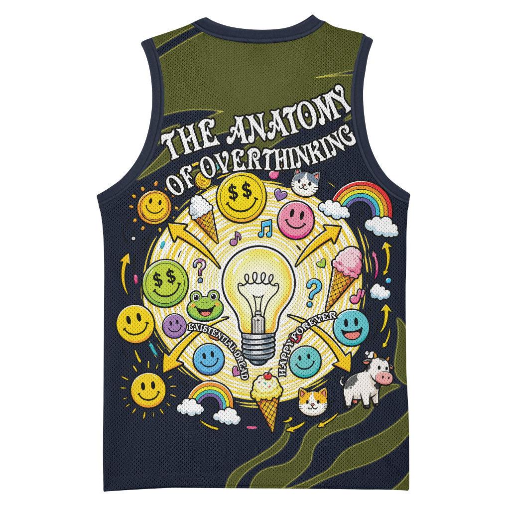 Wish I Lacked Critical Thinking Skills Y'all Seem So Happy Frog Basketball Jersey Funny Overthinking Meme