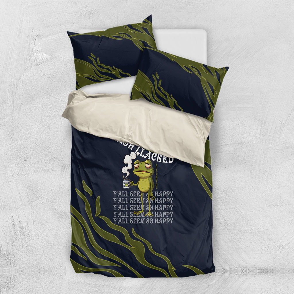 Wish I Lacked Critical Thinking Skills Y'all Seem So Happy Frog Bedding Set Funny Overthinking Meme