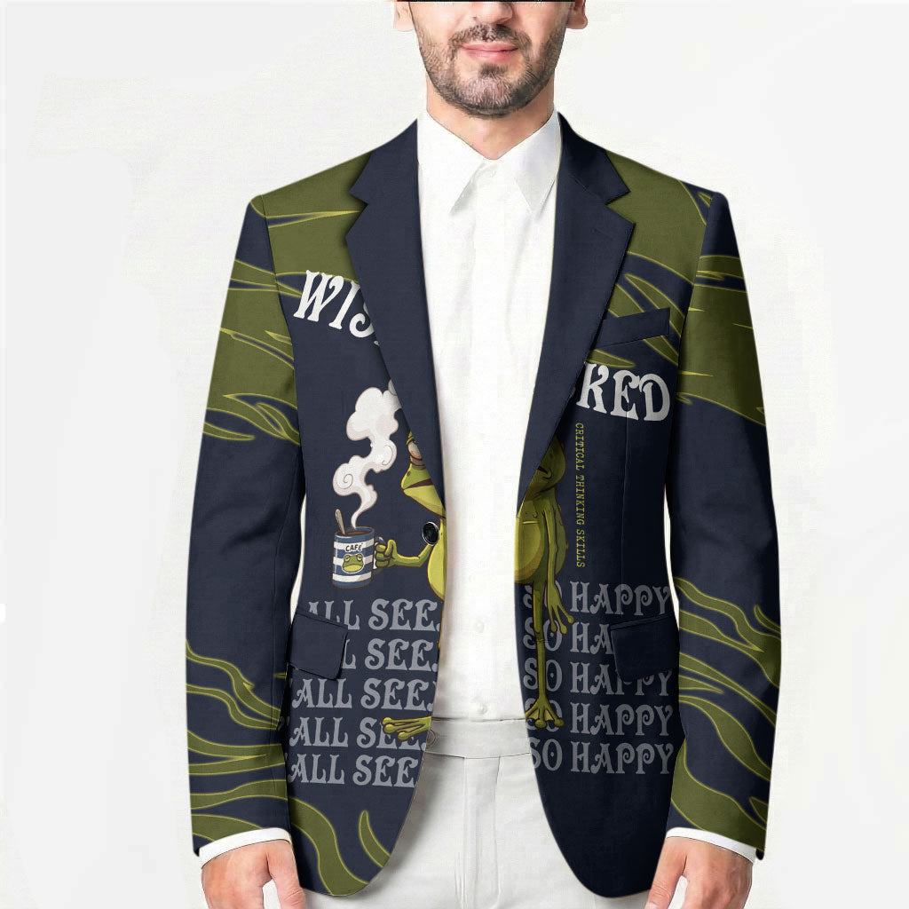 Wish I Lacked Critical Thinking Skills Y'all Seem So Happy Frog Blazer Funny Overthinking Meme