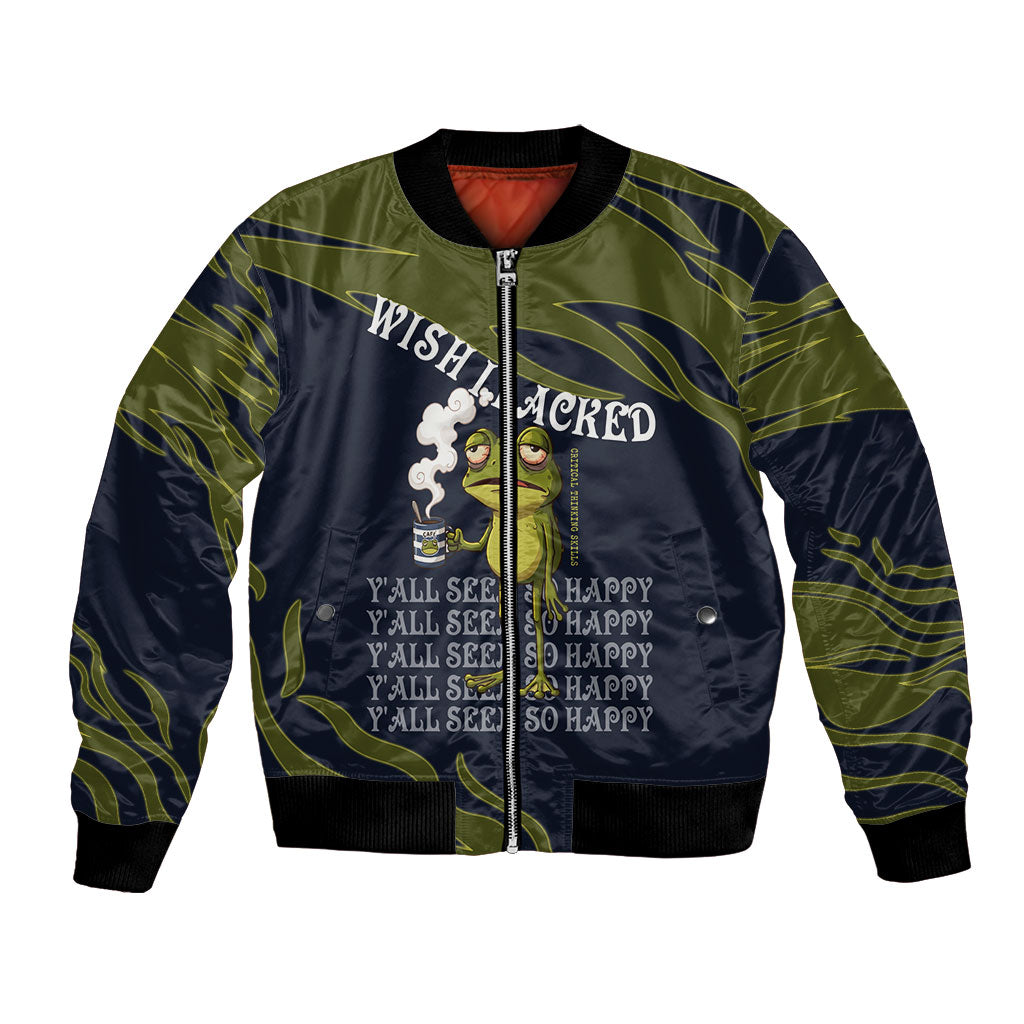 Wish I Lacked Critical Thinking Skills Y'all Seem So Happy Frog Bomber Jacket Funny Overthinking Meme