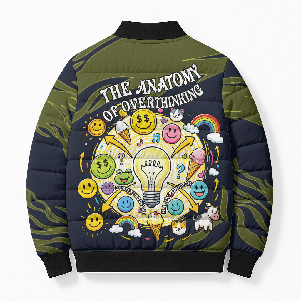 Wish I Lacked Critical Thinking Skills Y'all Seem So Happy Frog Bomber Puffer Jacket Funny Overthinking Meme