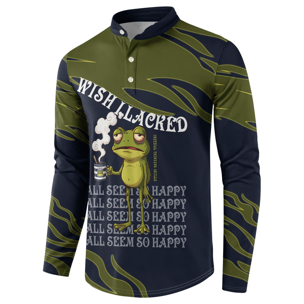 Wish I Lacked Critical Thinking Skills Y'all Seem So Happy Frog Button Sweatshirt Funny Overthinking Meme