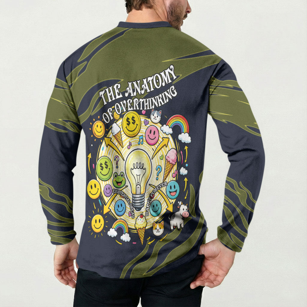 Wish I Lacked Critical Thinking Skills Y'all Seem So Happy Frog Button Sweatshirt Funny Overthinking Meme